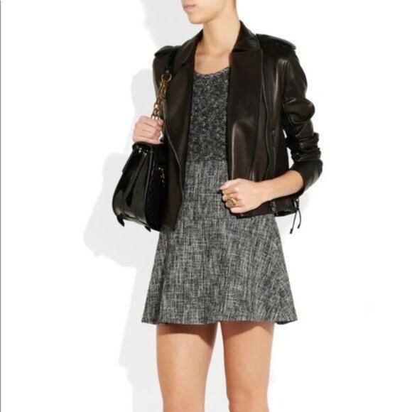 Theory Tweed Cozma Aglow Fit Flare Contrast Menswear Dress - Picture 3 of 11